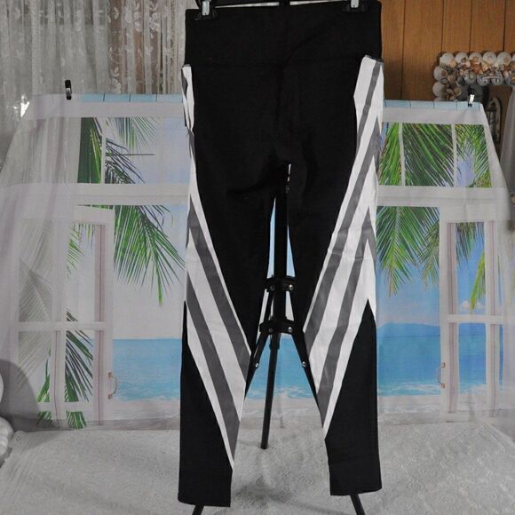 Kimberly C Black Leggings with a White & Gray Stripe New with Tags Size M - Picture 5 of 5